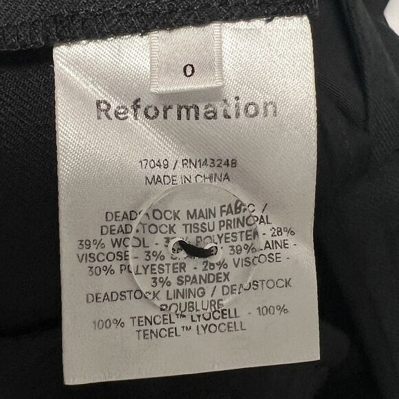 Reformation Dress Pants Black Wool Blend Straight Leg Work Office Minimalist 0 - Picture 9 of 10